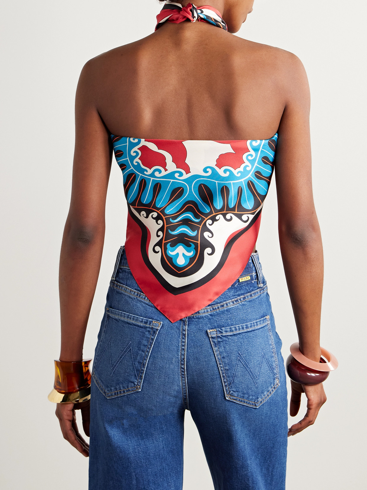 La Doublej Abstract-pattern Scarf In Red