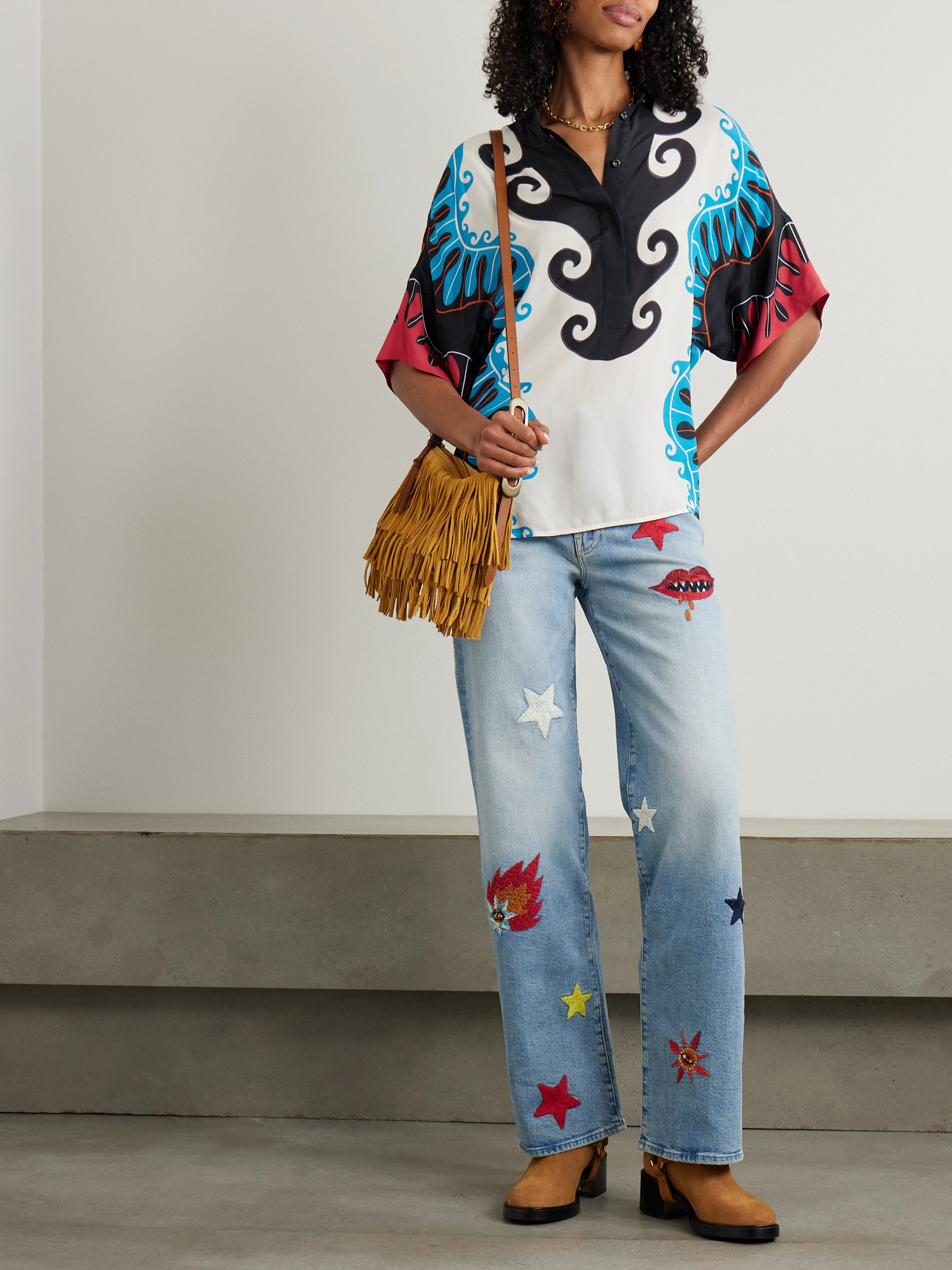 La Doublej X Estelle Blouse Pacific Placee Shirt In White