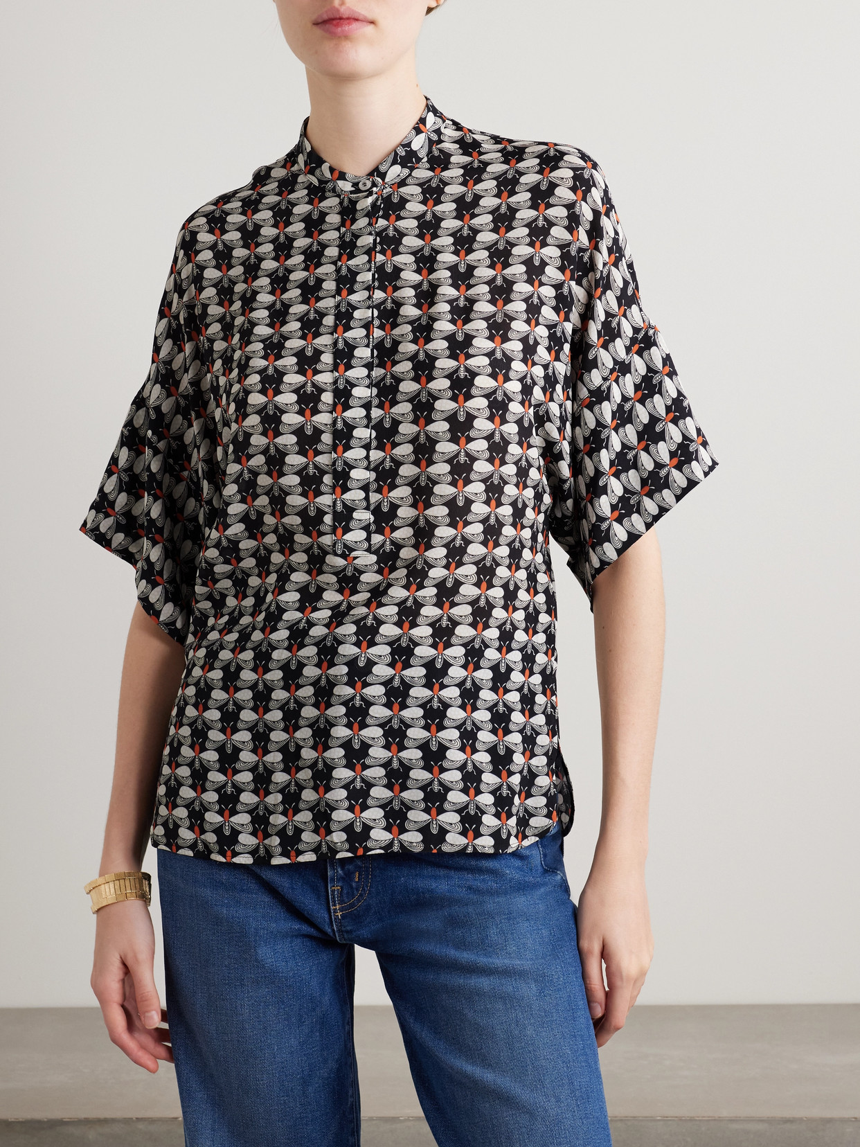 La Doublej X Estelle Blouse Petaltail Shirt In Black