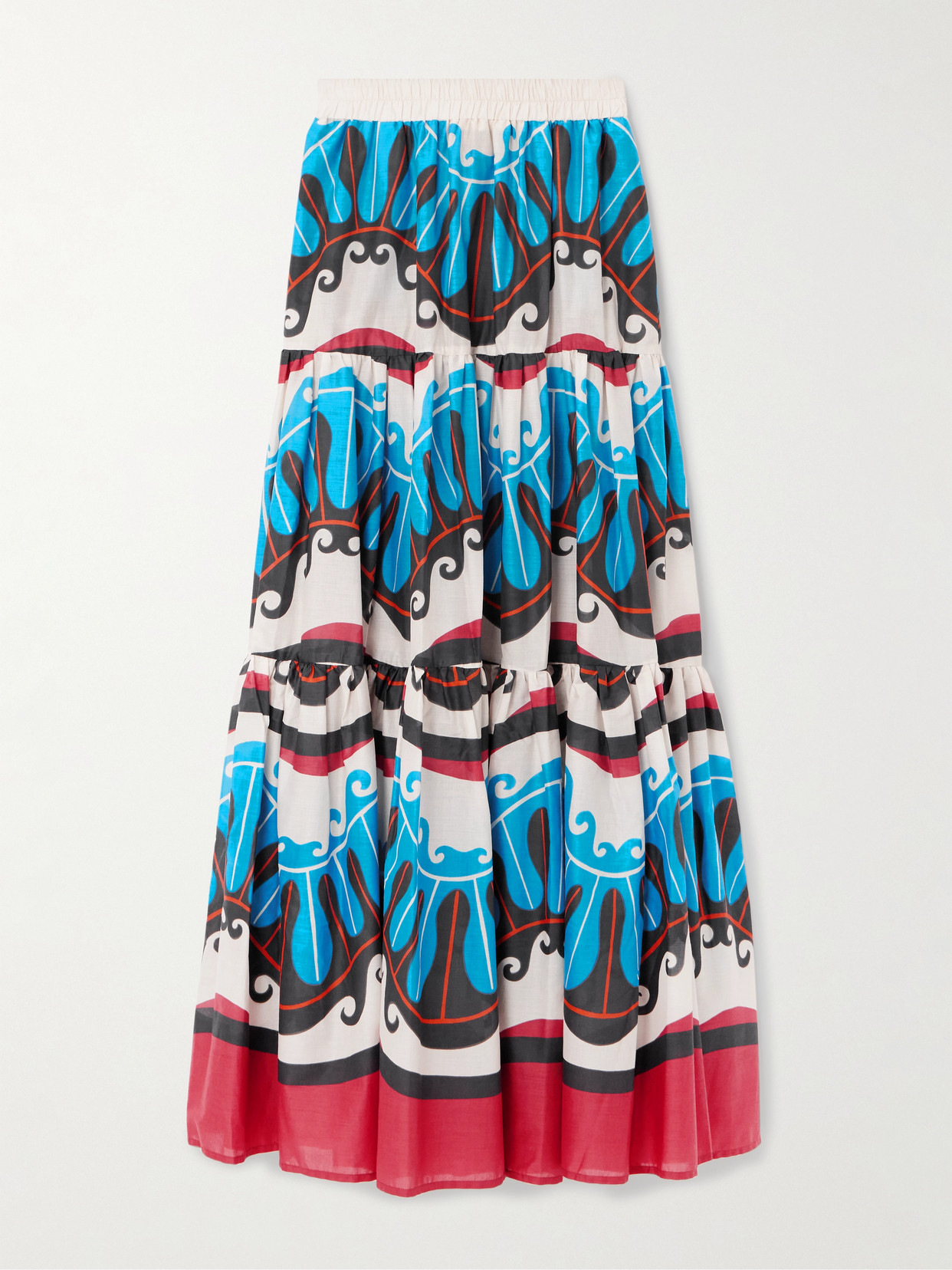 La Doublej Abstract-print Maxi Skirt In Blue