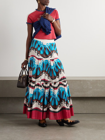 La DoubleJ + MOTHER printed cotton maxi skirt