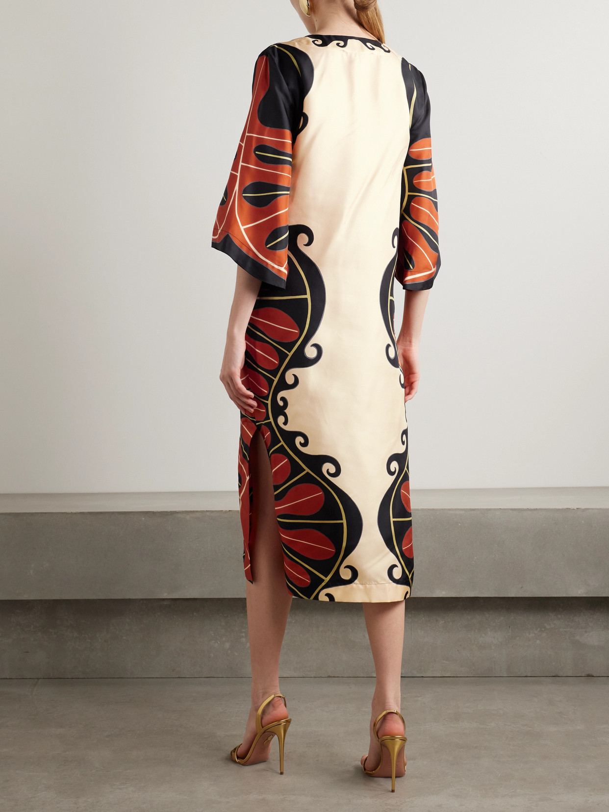 La Doublej Printed Kaftan Dress In Cream