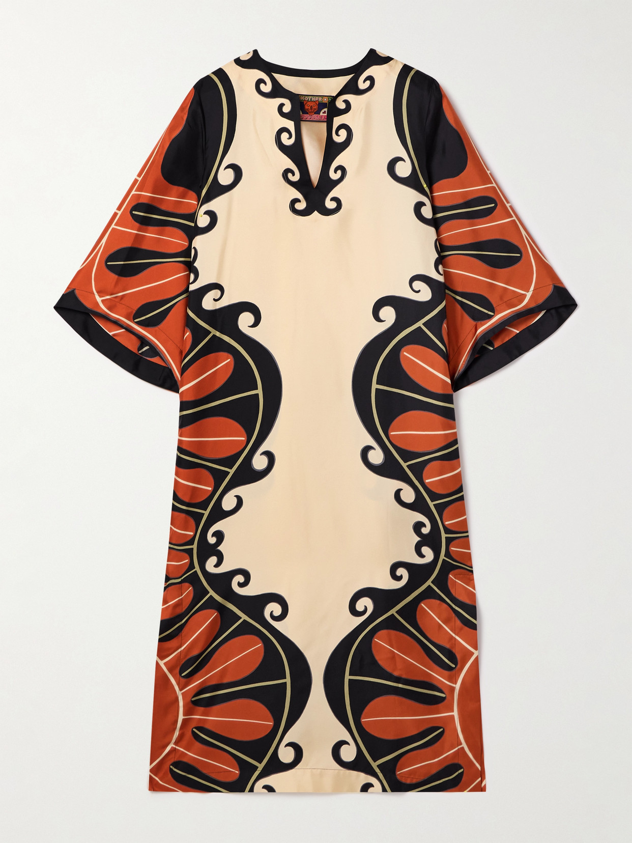 La Doublej Printed Kaftan Dress In Cream