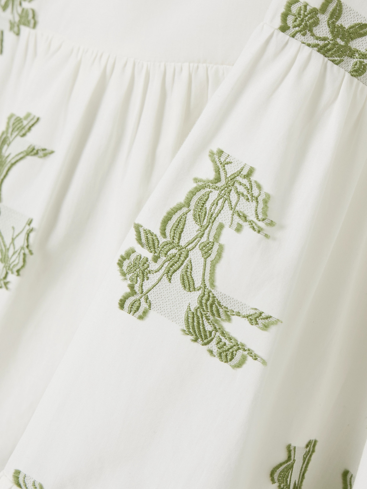 ERDEM EMBROIDERED GATHERED FIL COUPÉ COTTON MINI DRESS 
