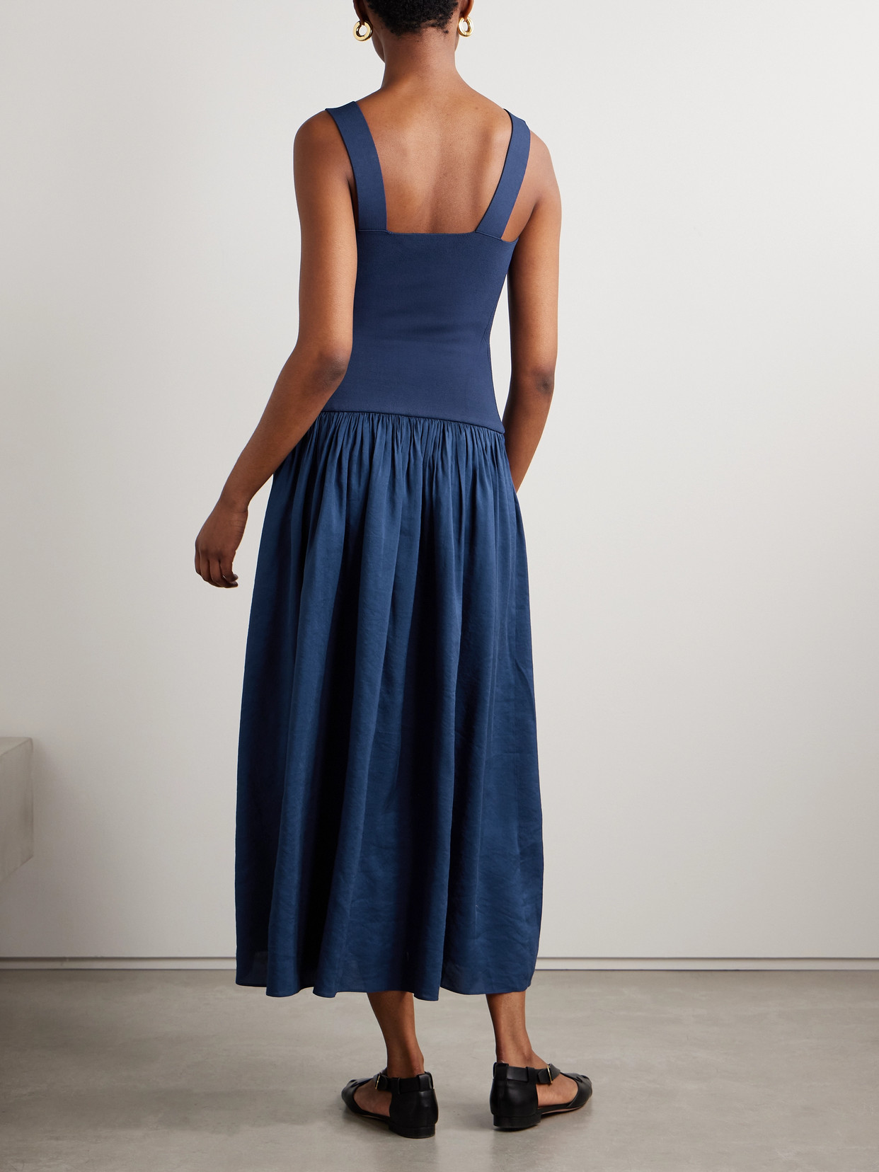 La Ligne Henriette Mixed-media Tank Top Dress In Blue