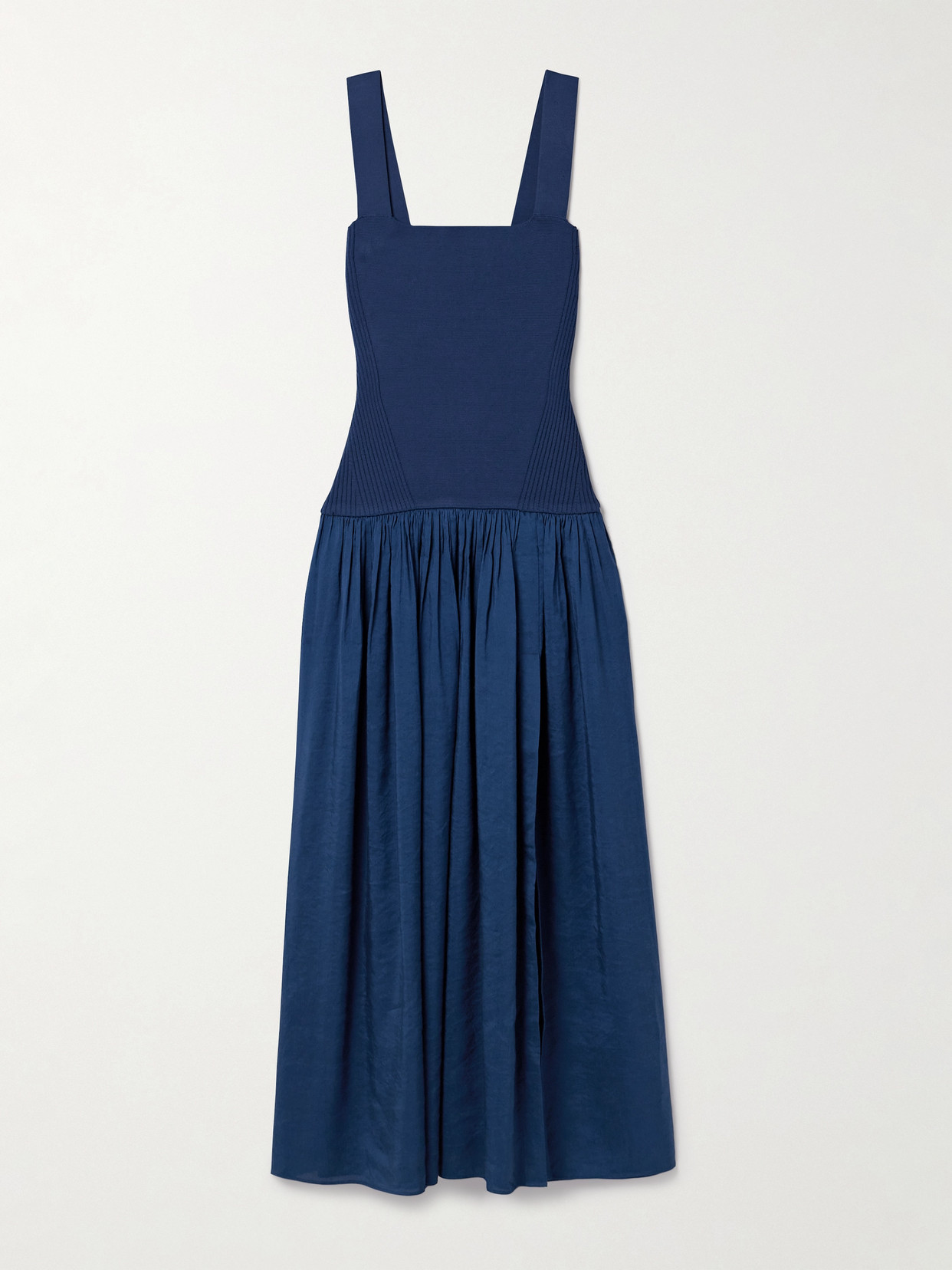 La Ligne Henriette Mixed-media Tank Top Dress In Blue