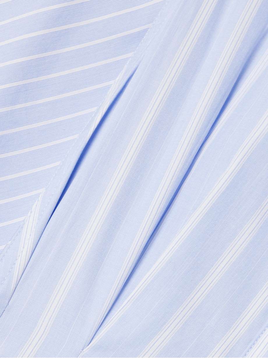 belted pleated striped cotton-poplin midi shirt dress