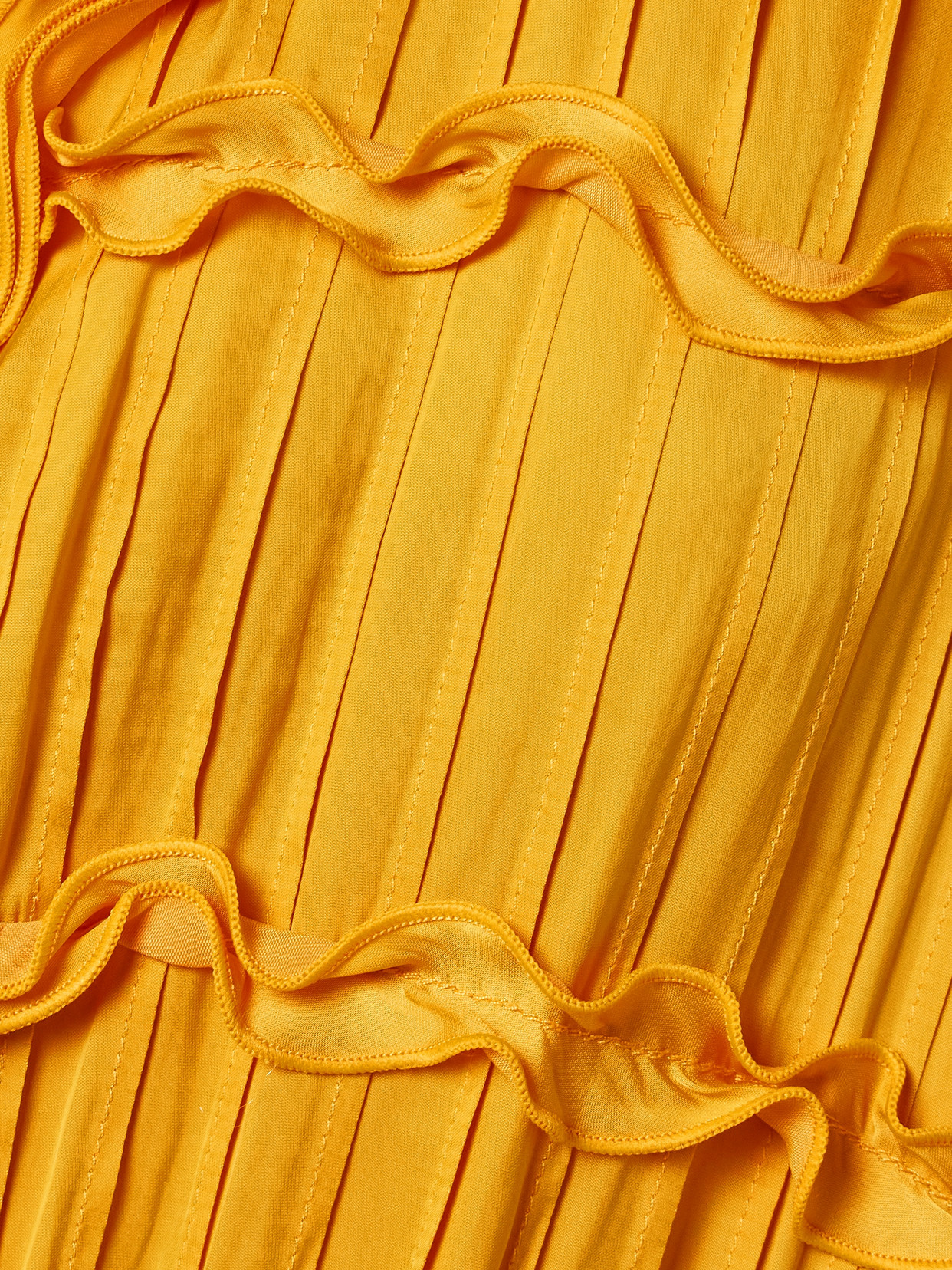 La Ligne Pintucked Ruffled Satin Midi Dress In Yellow