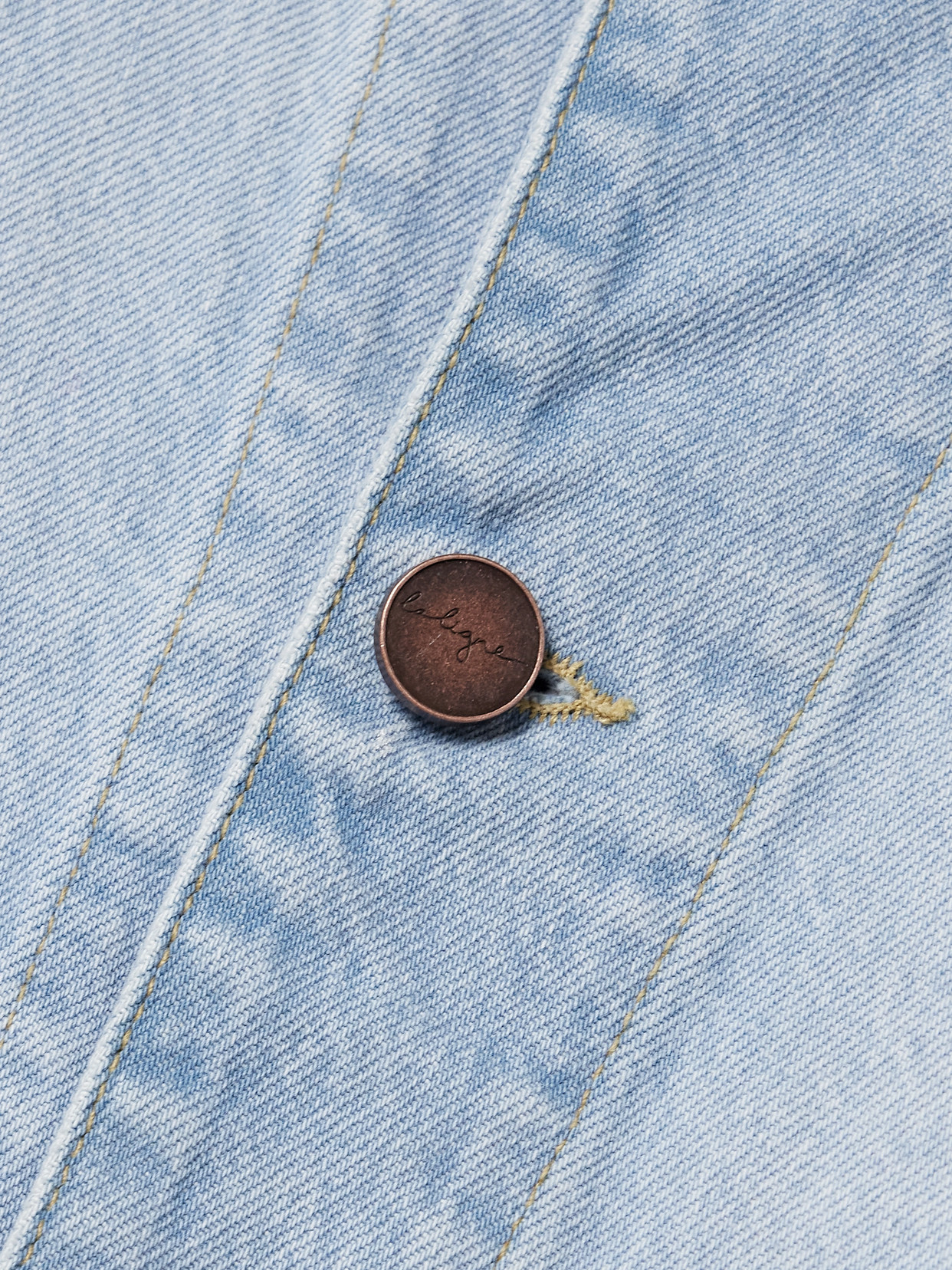 La Ligne Val Cropped Denim Jacket In Blue