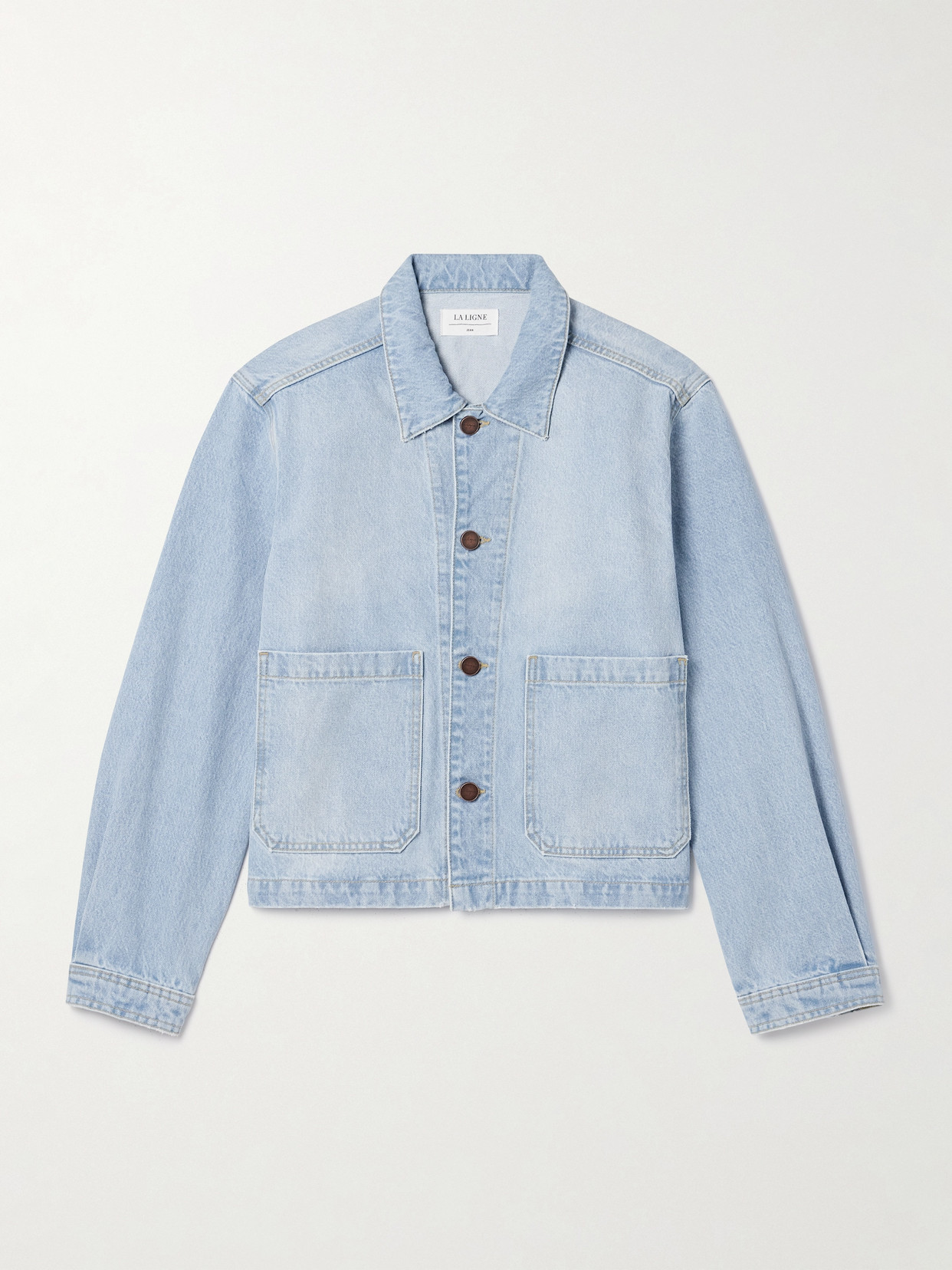 La Ligne Val Cropped Denim Jacket In Blue