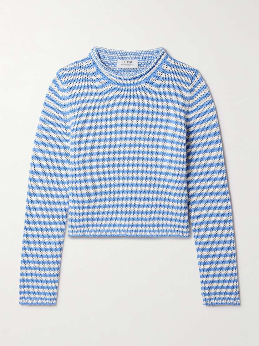 La Ligne Mini Marina Cropped Striped Cotton Sweater - xx small