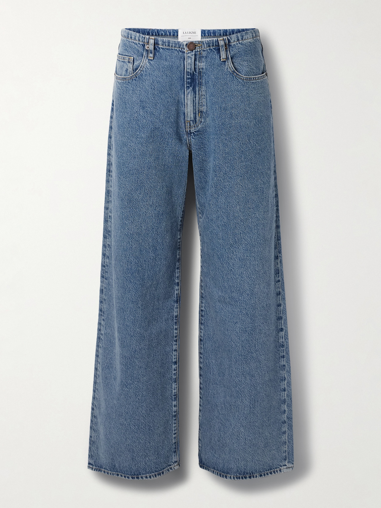 La Ligne Isadora Mid-rise Wide-leg Organic Jeans In Blue