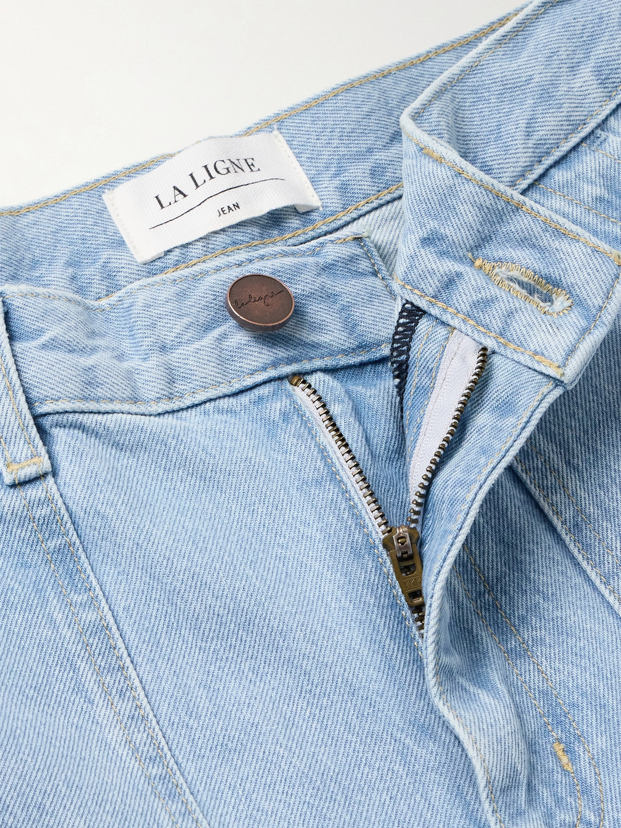 La Ligne Izzie Cropped High-rise Organic Wide-leg Jeans In Blue