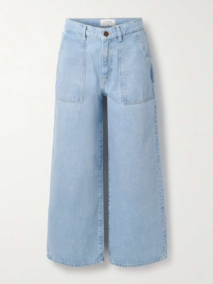La Ligne Izzie Cropped High-rise Organic Wide-leg Jeans