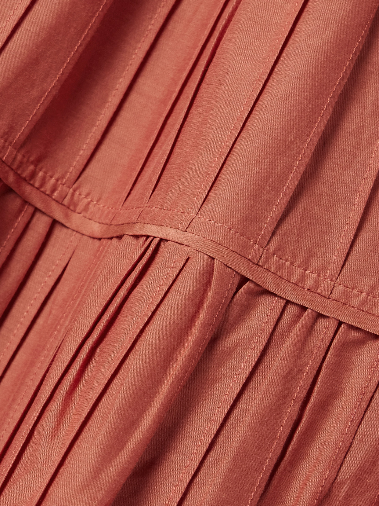 La Ligne Tiered Pintucked Cotton And Silk-blend Midi Skirt In Orange