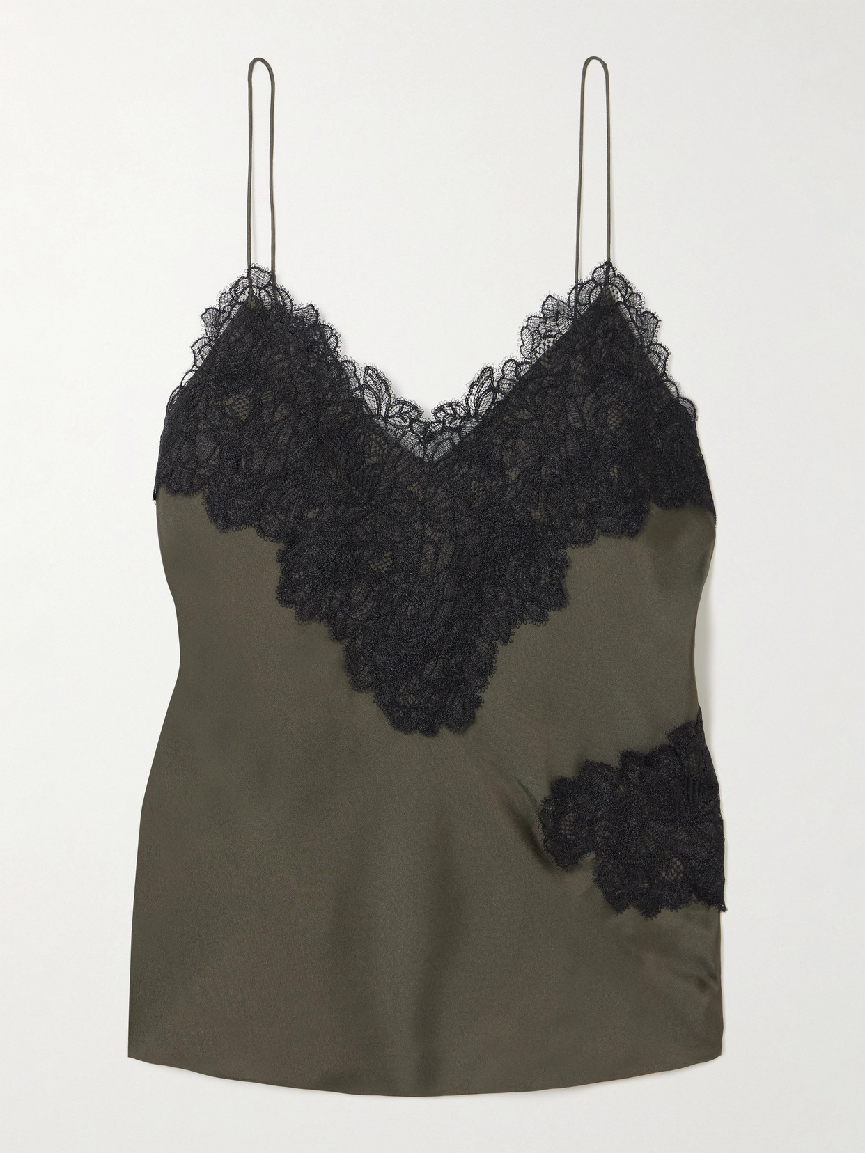 Rohe Lace-trimmed Silk Camisole In Green