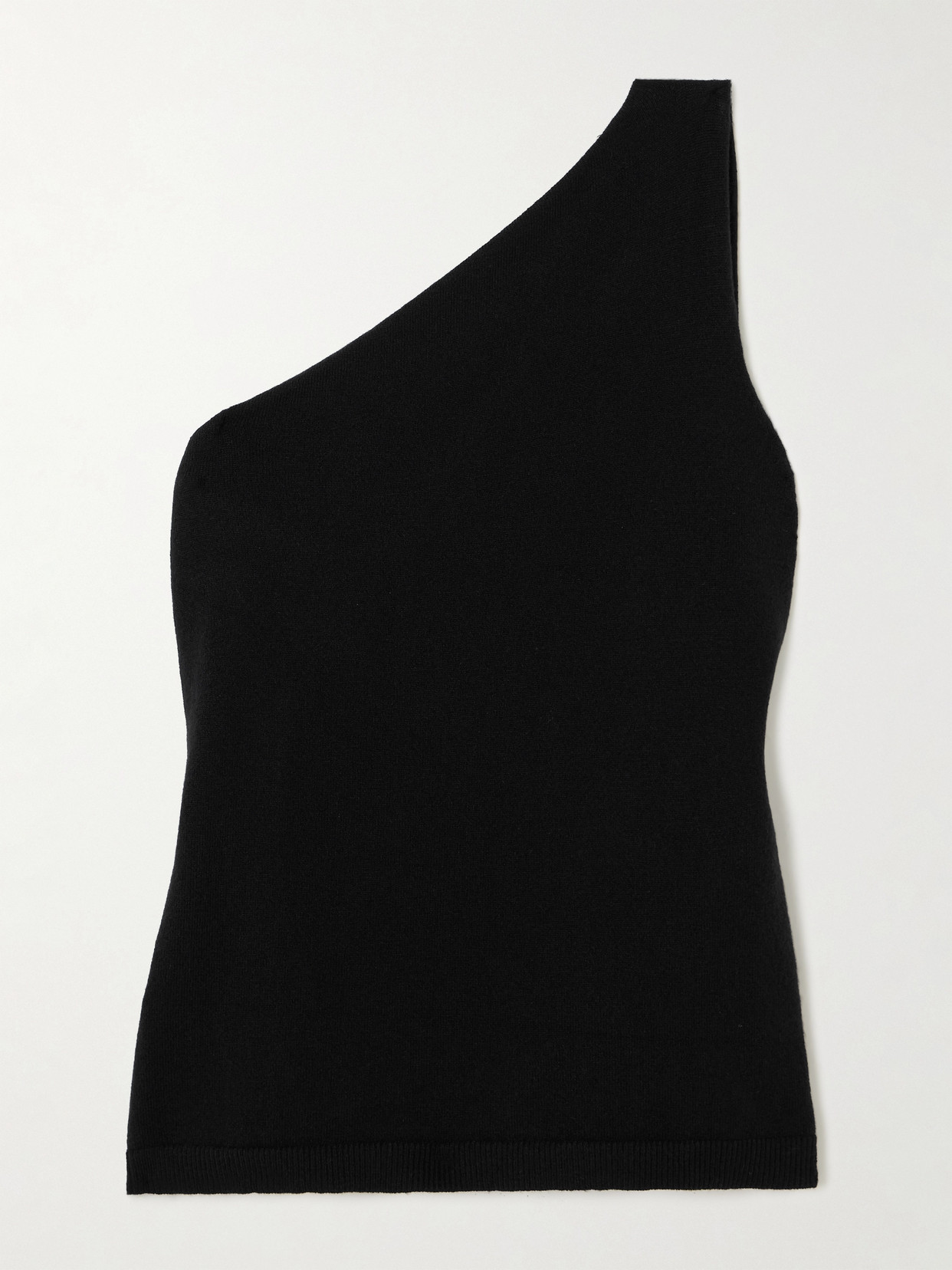 Rohe One-shoulder Draped Cutout Merino Wool-blend Top In Black