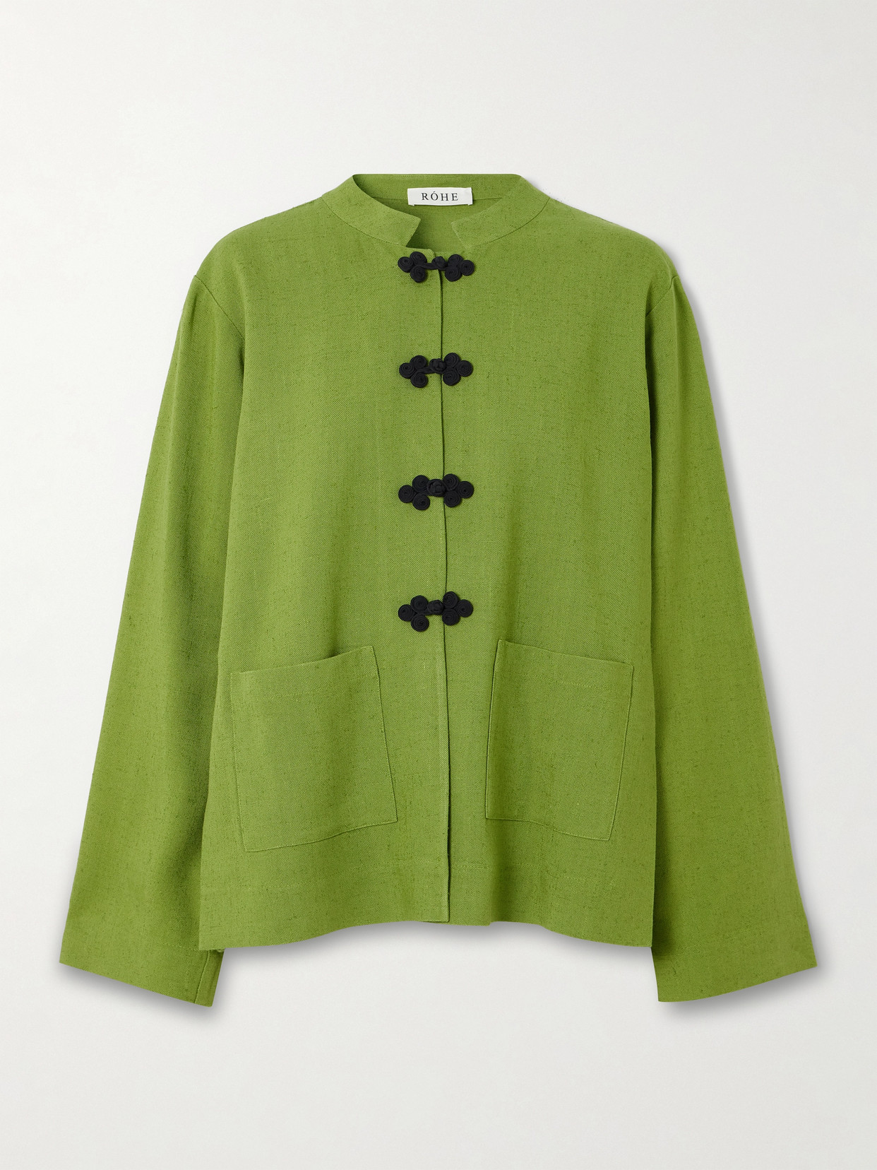 Shop Rohe Mandarin Twill Jacket In Green