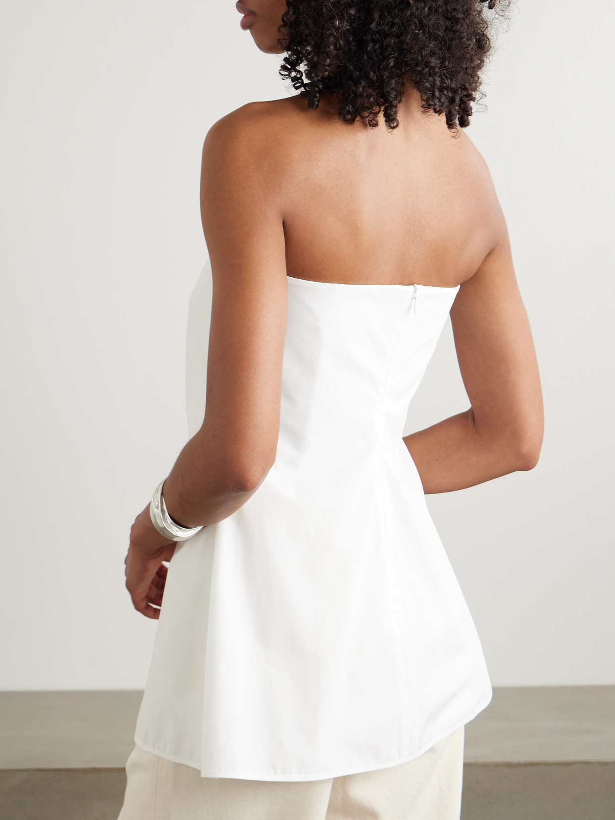 Róhe - Peplum Cotton-Poplin Bustier Top