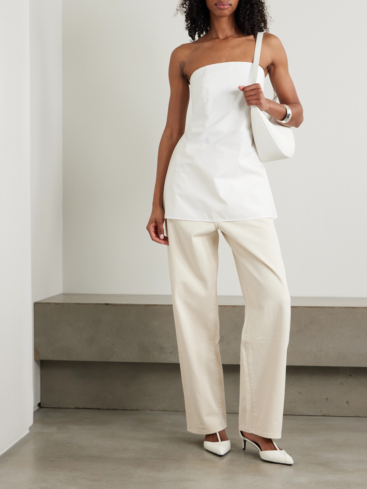 Róhe - Peplum Cotton-Poplin Bustier Top