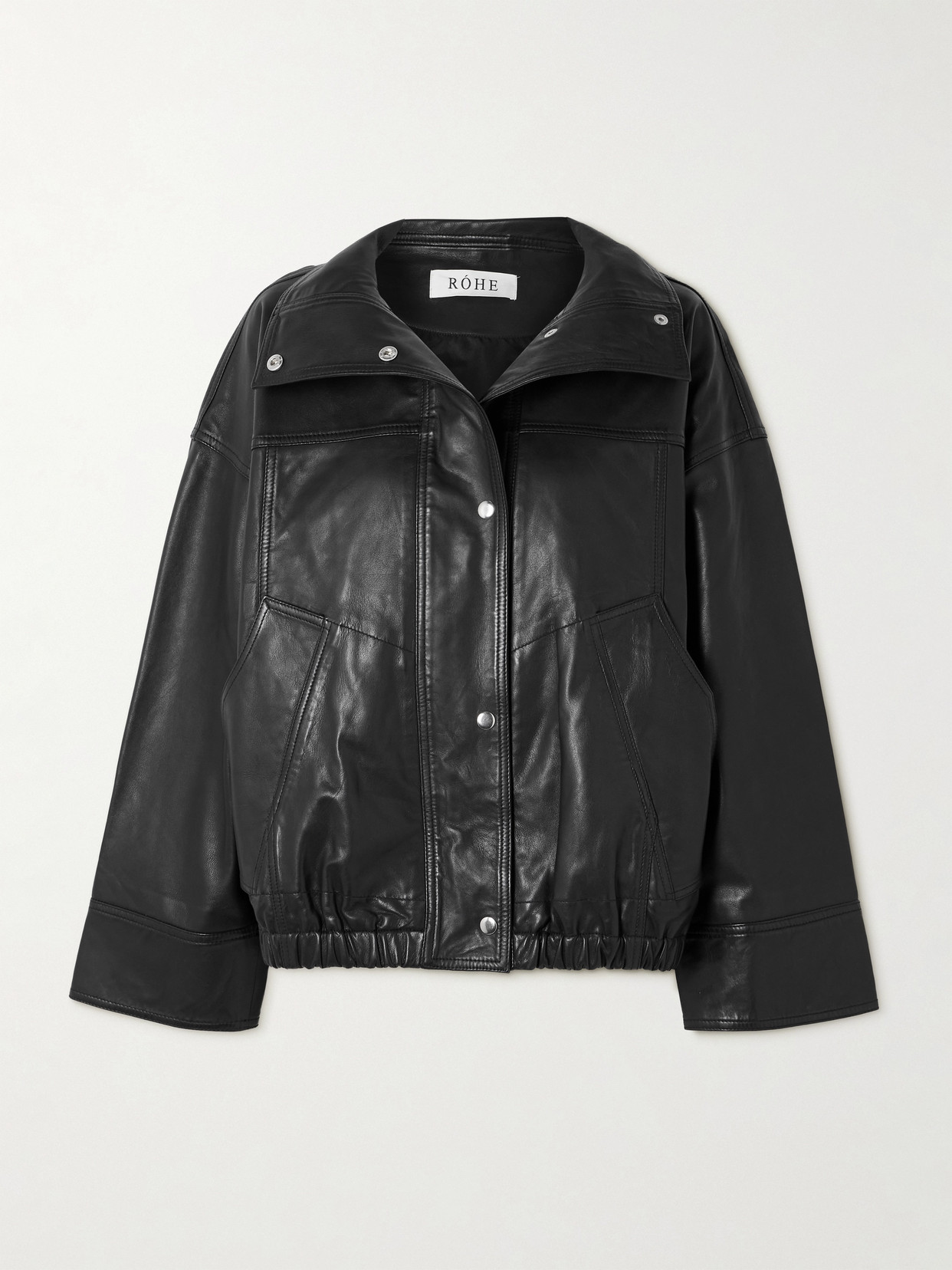 Shop Rohe Leather Bomber Jacket In Black
