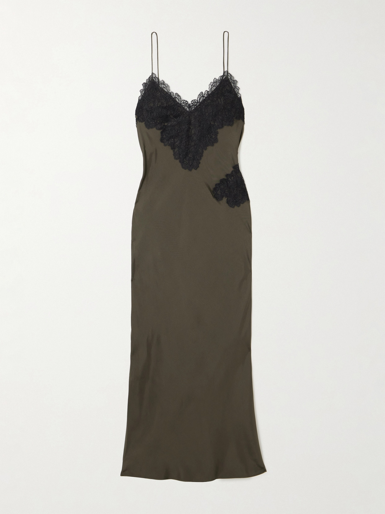 Rohe Lace-trimmed Silk Maxi Dress In Brown