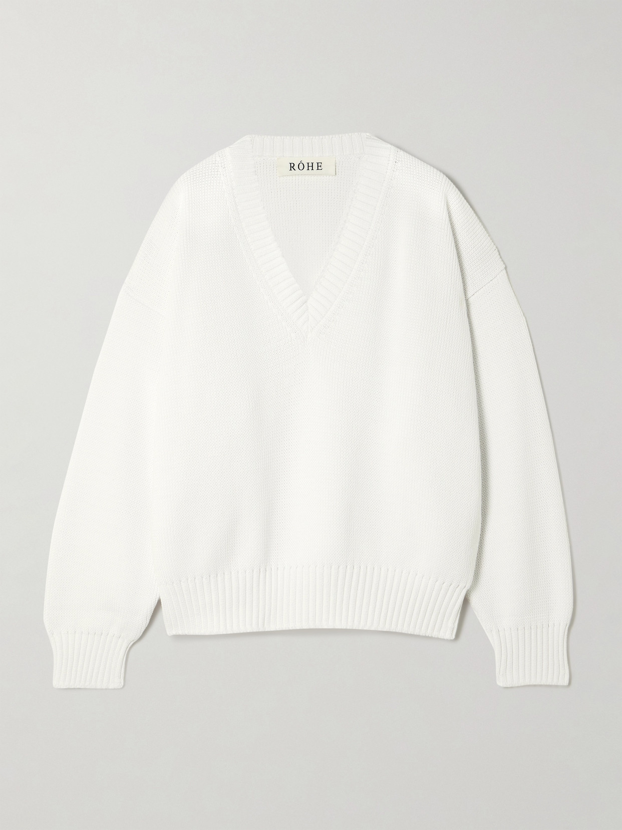 RÓHE - Knitted Organic Cotton Sweater - White