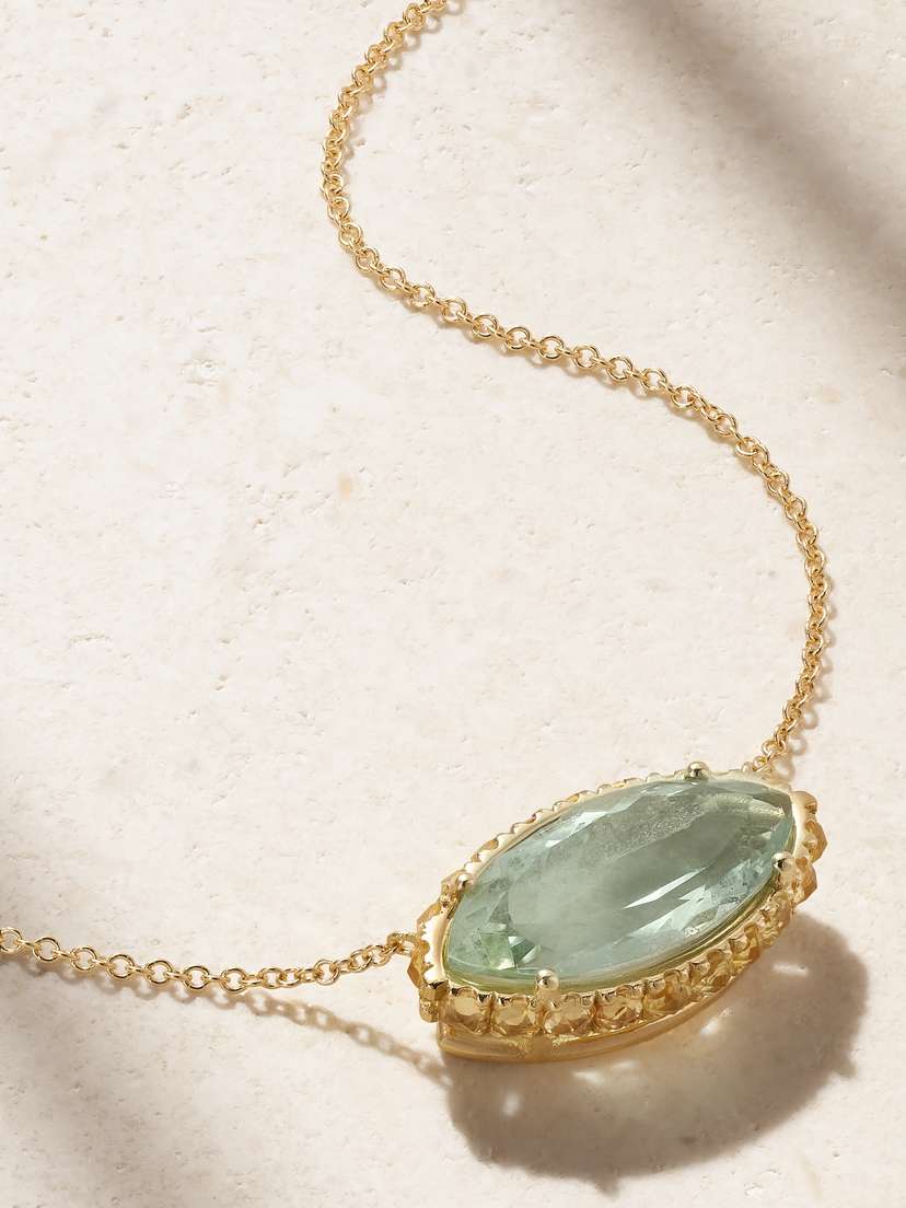 Ileana Makri 18-karat Gold, Aquamarine And Sapphire Necklace