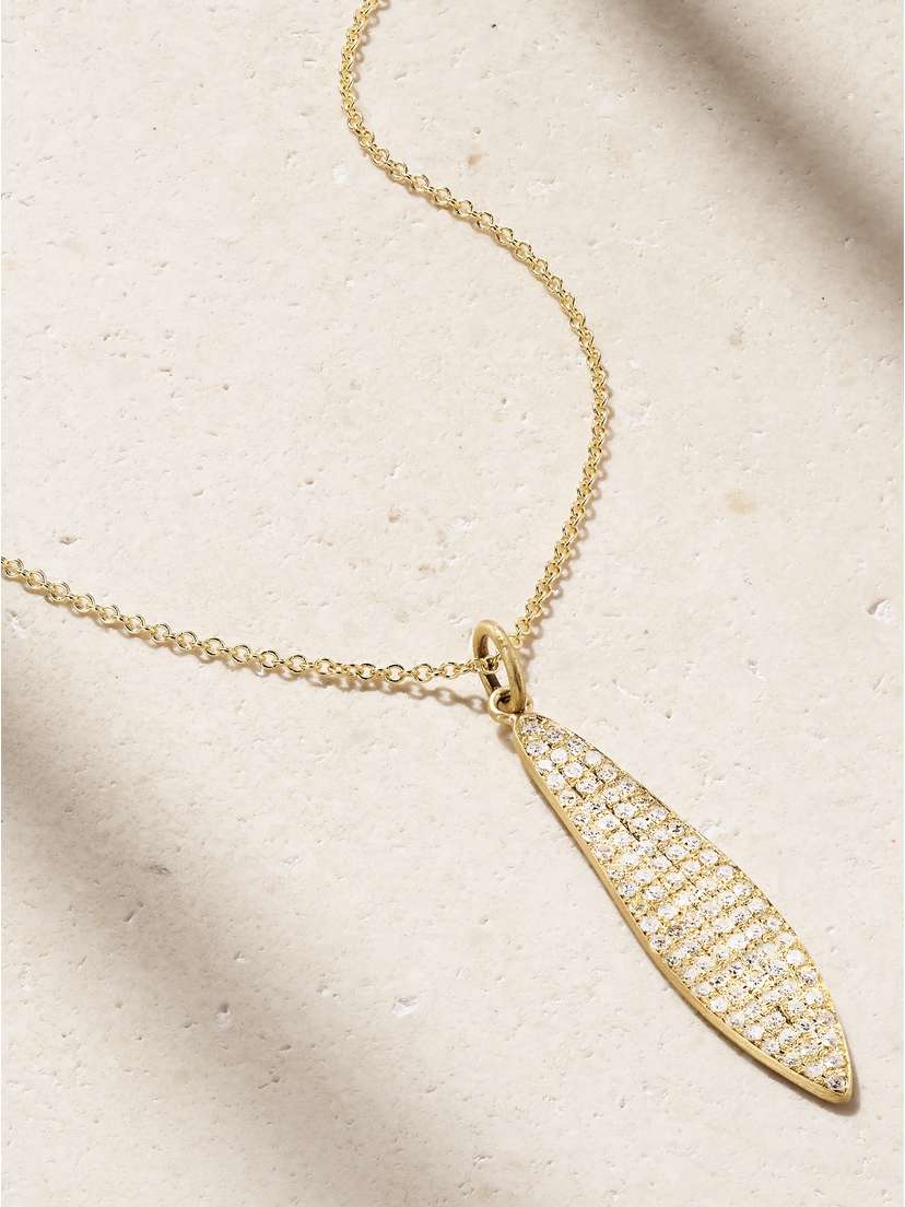 Ileana Makri Falling Leaf 18-karat Gold Diamond Necklace