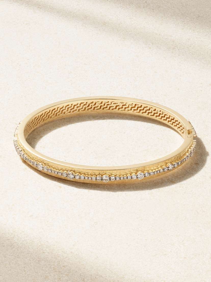Ileana Makri Ripple 18-karat Gold And Rhodium-plated Diamond Bangle