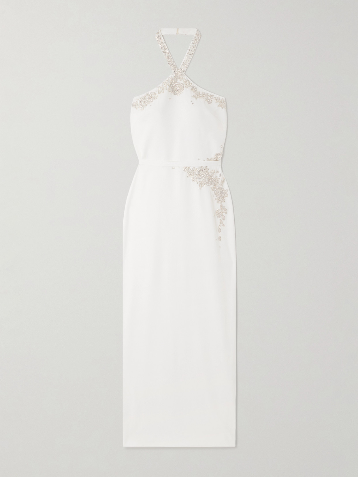 Miss Sohee Ara Embellished Crepe Halterneck Gown In Ivory