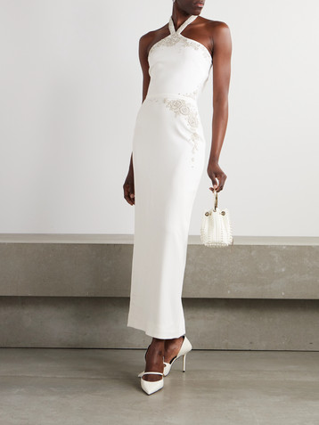 Miss Sohee Ara embellished crepe halterneck gown