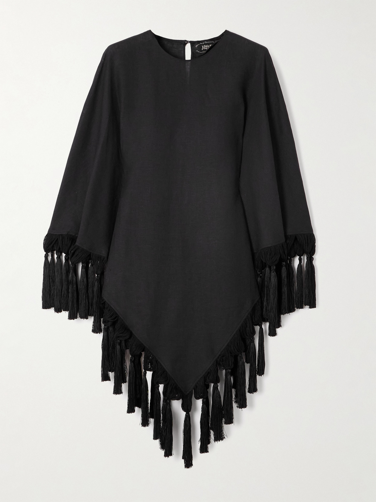 Taller Marmo Gloria Tasseled Linen Blouse In Black