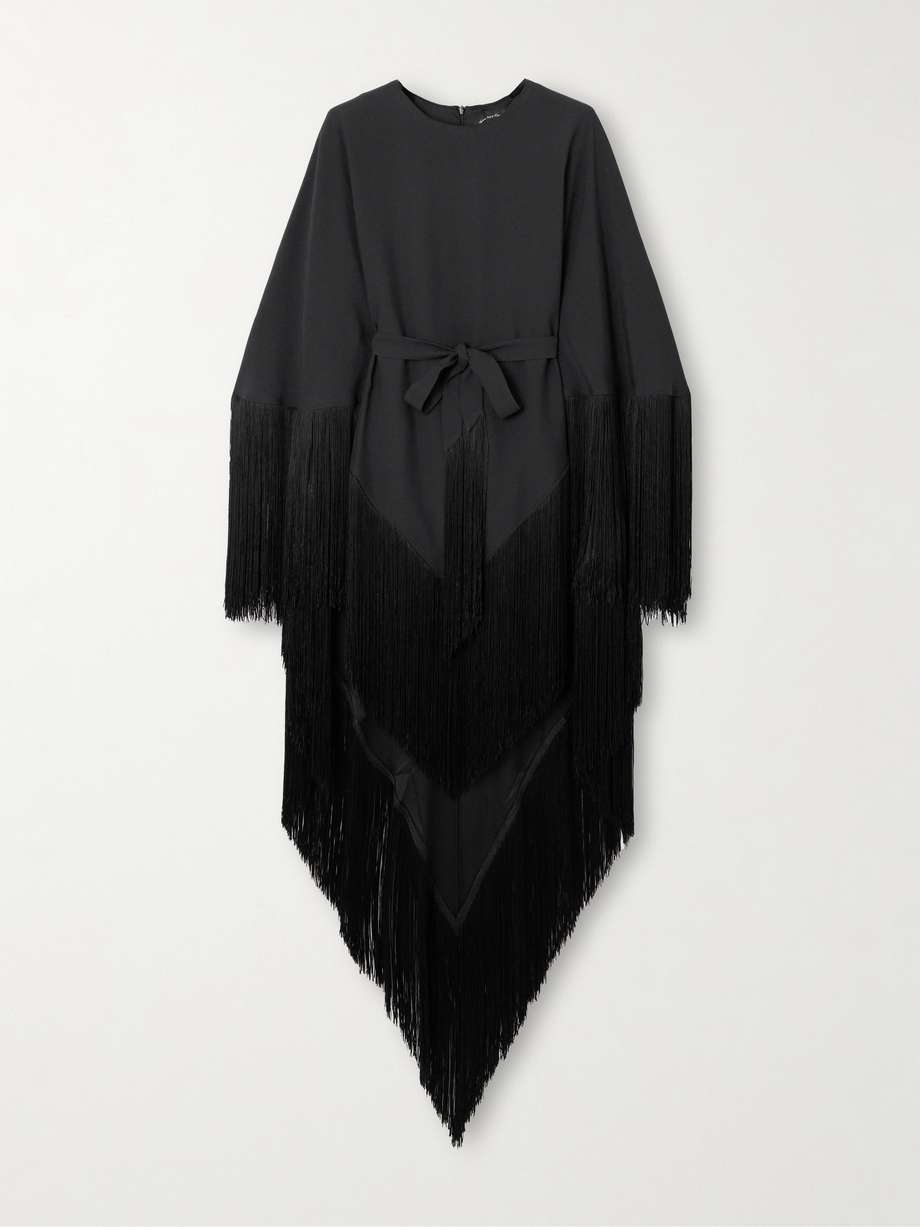 1974 belted fringed crepe kaftan