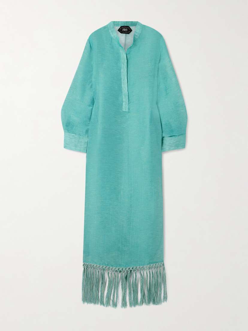 Taller Marmo Bahamas Fringed Linen-blend Maxi Dress