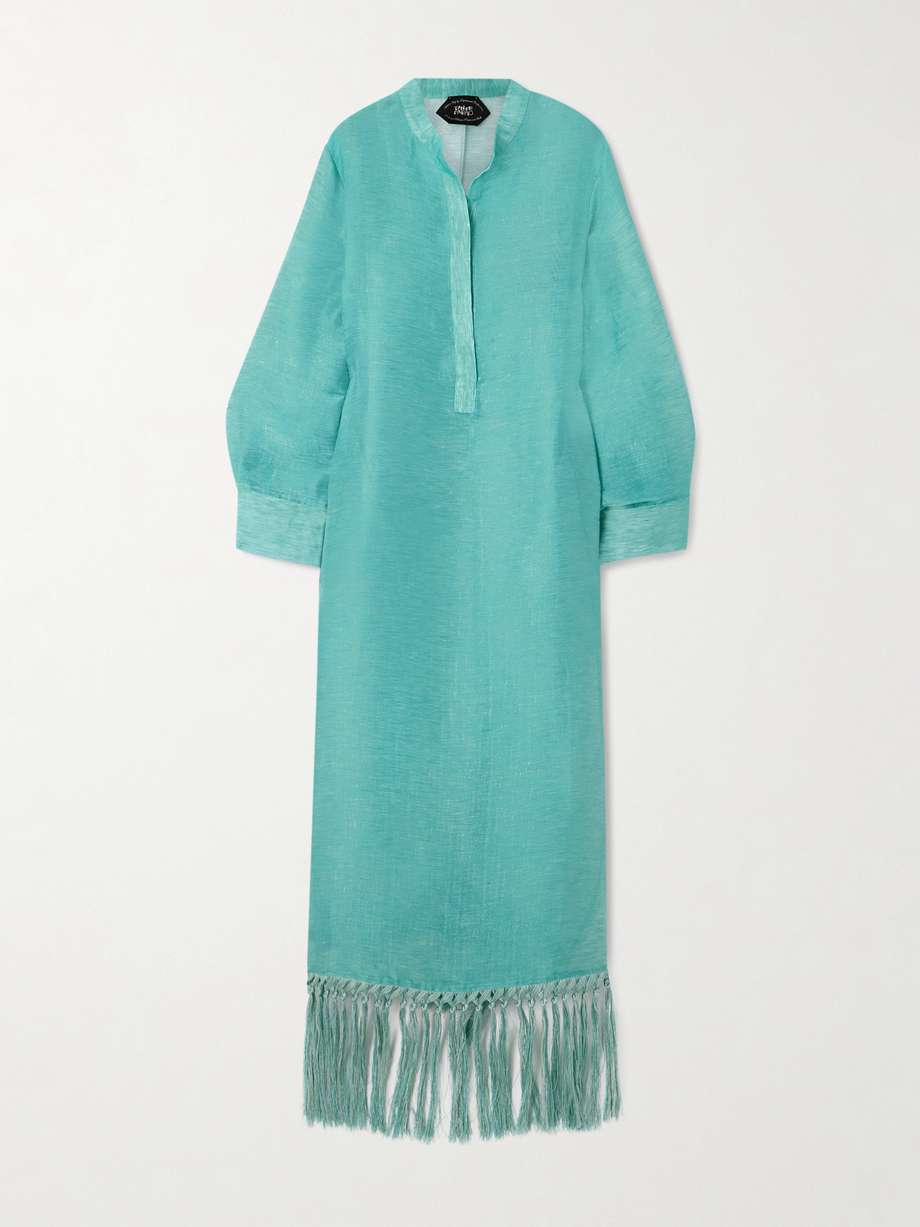 bahamas fringed linen-blend maxi dress
