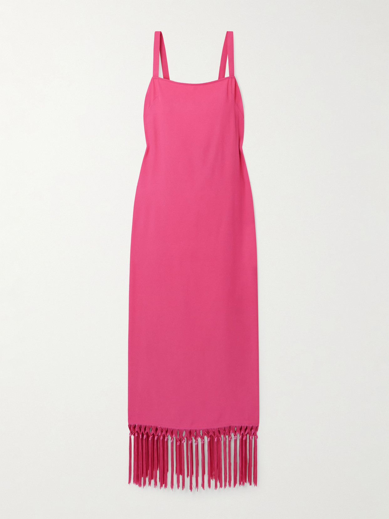 Taller Marmo Palermo Fringed Crepe Midi Dress In Pink