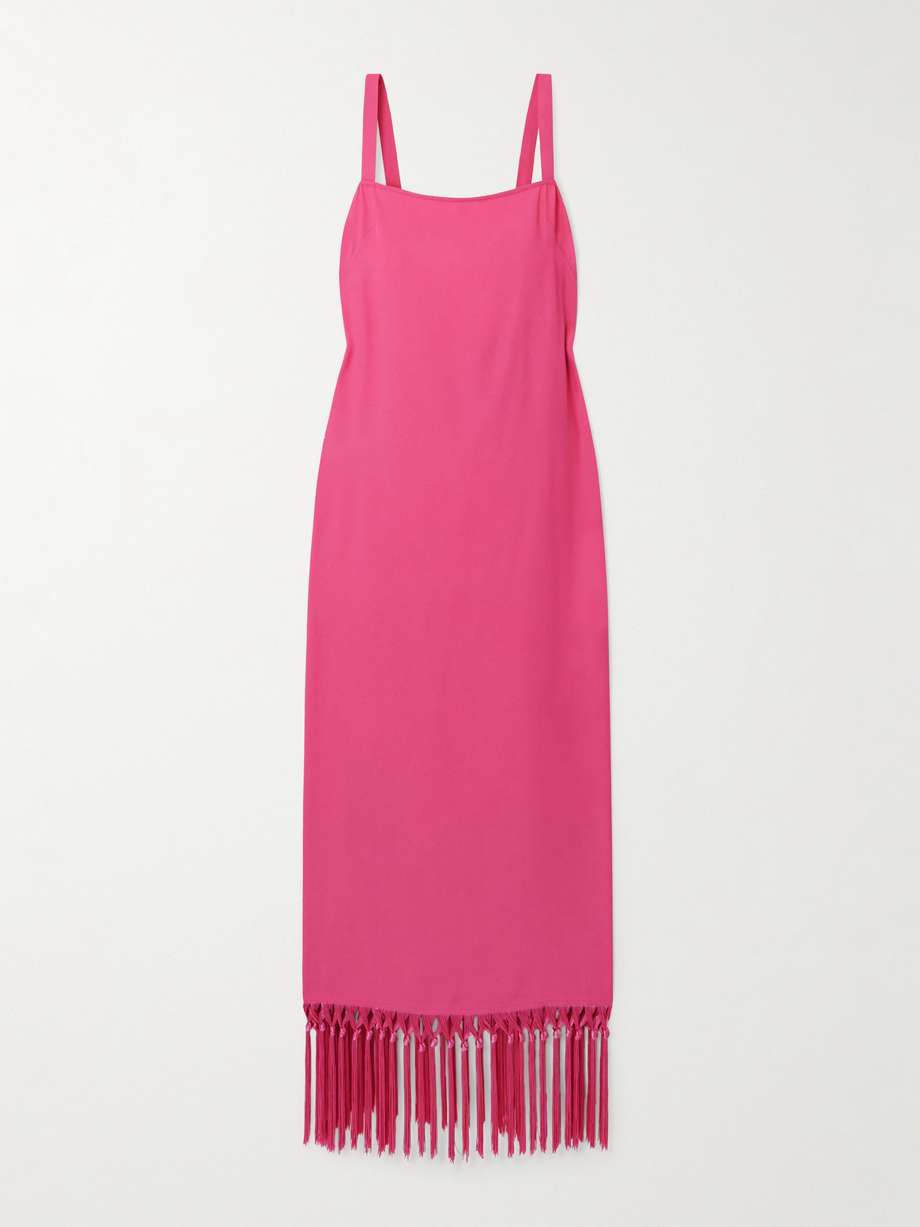 palermo fringed crepe midi dress