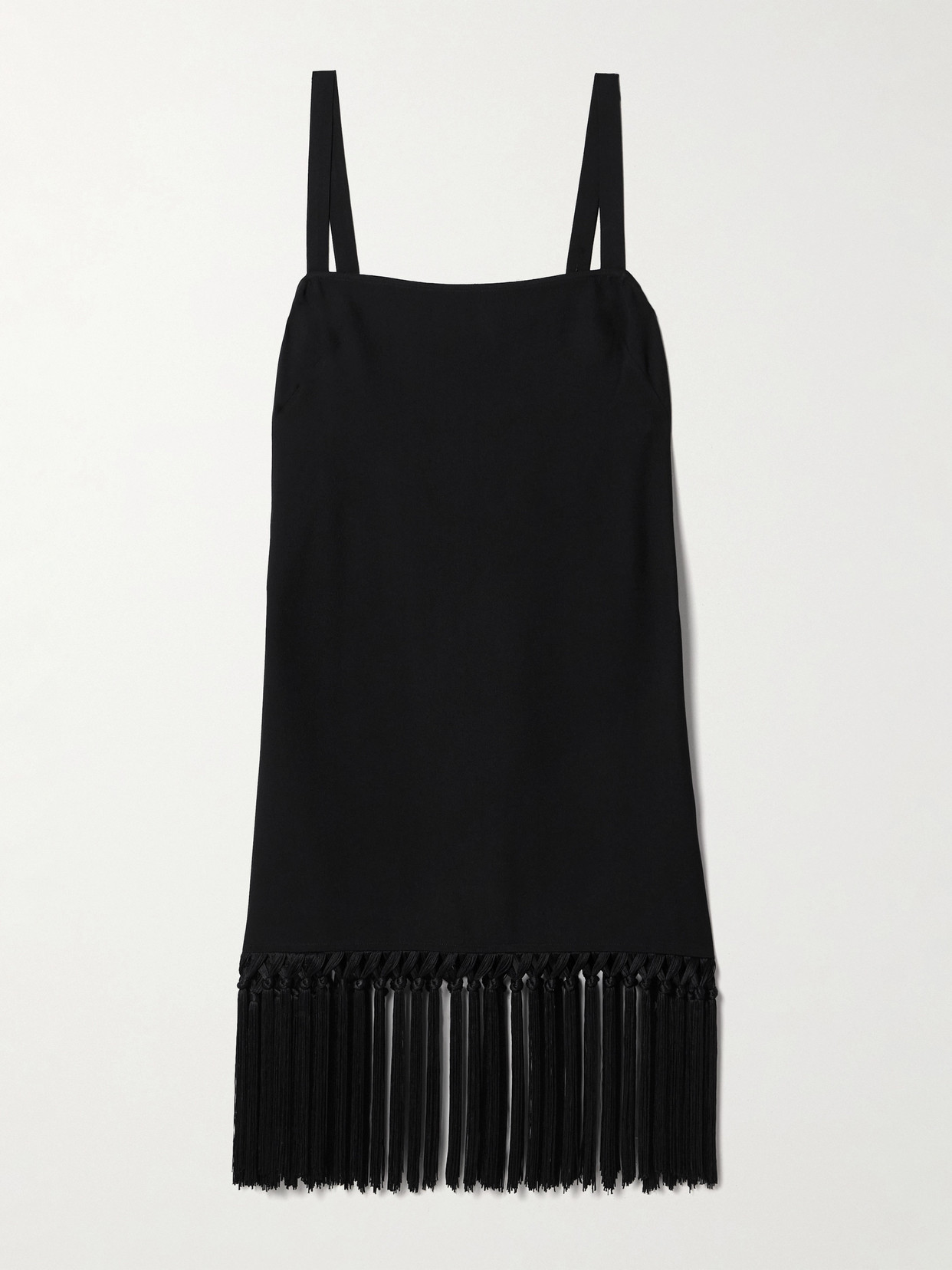 Taller Marmo Palermo Fringed Crepe Mini Dress In Black