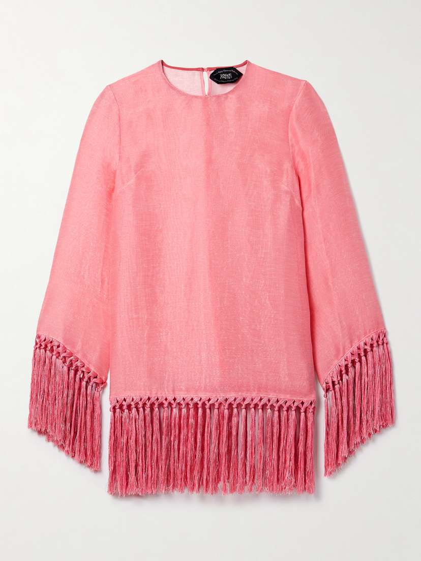 Taller Marmo Claudia Fringed Linen-blend Mini Dress
