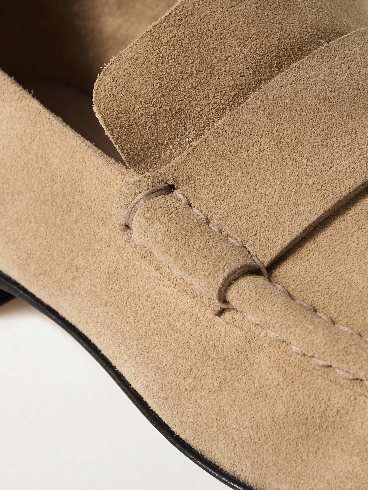 The Row Suede Loafers In Neutral