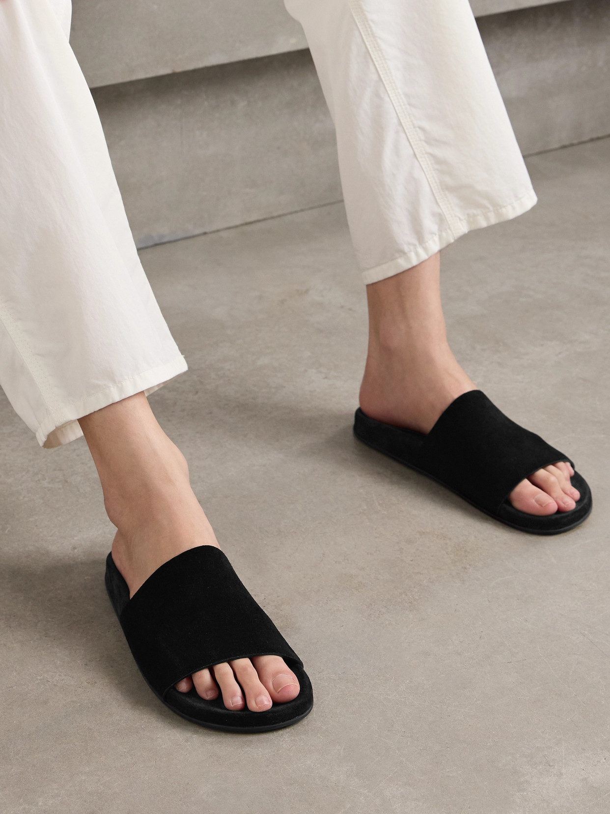 The Row Hugh Suede Slides