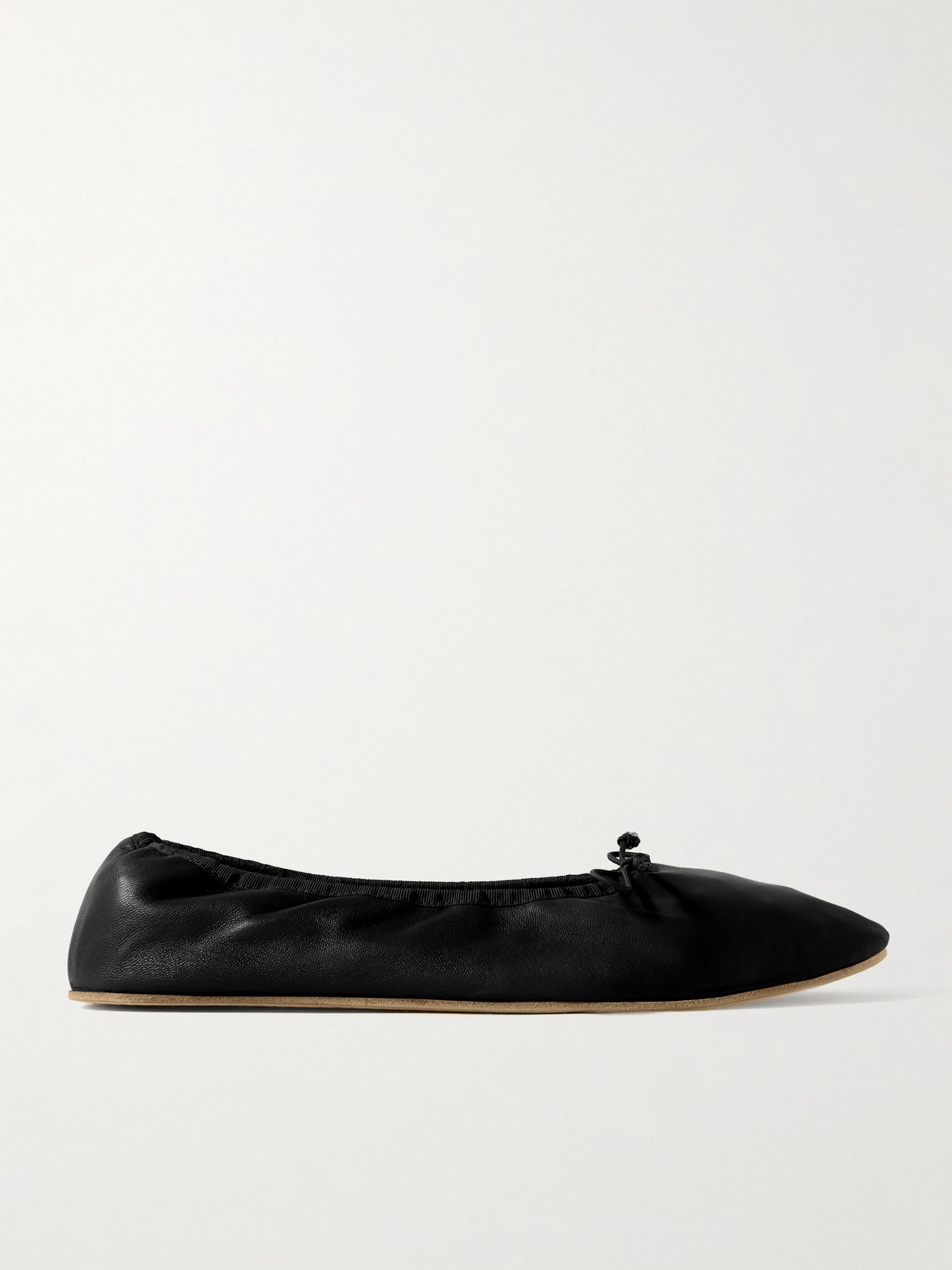 The Row Leather Ballet Flats In Black