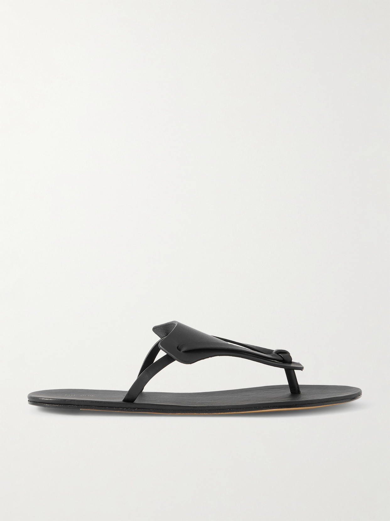The Row Helena Leather Flip Flops In Black