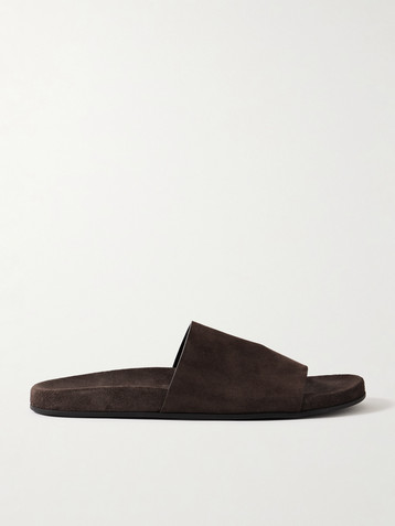 The Row Hugh suede slides
