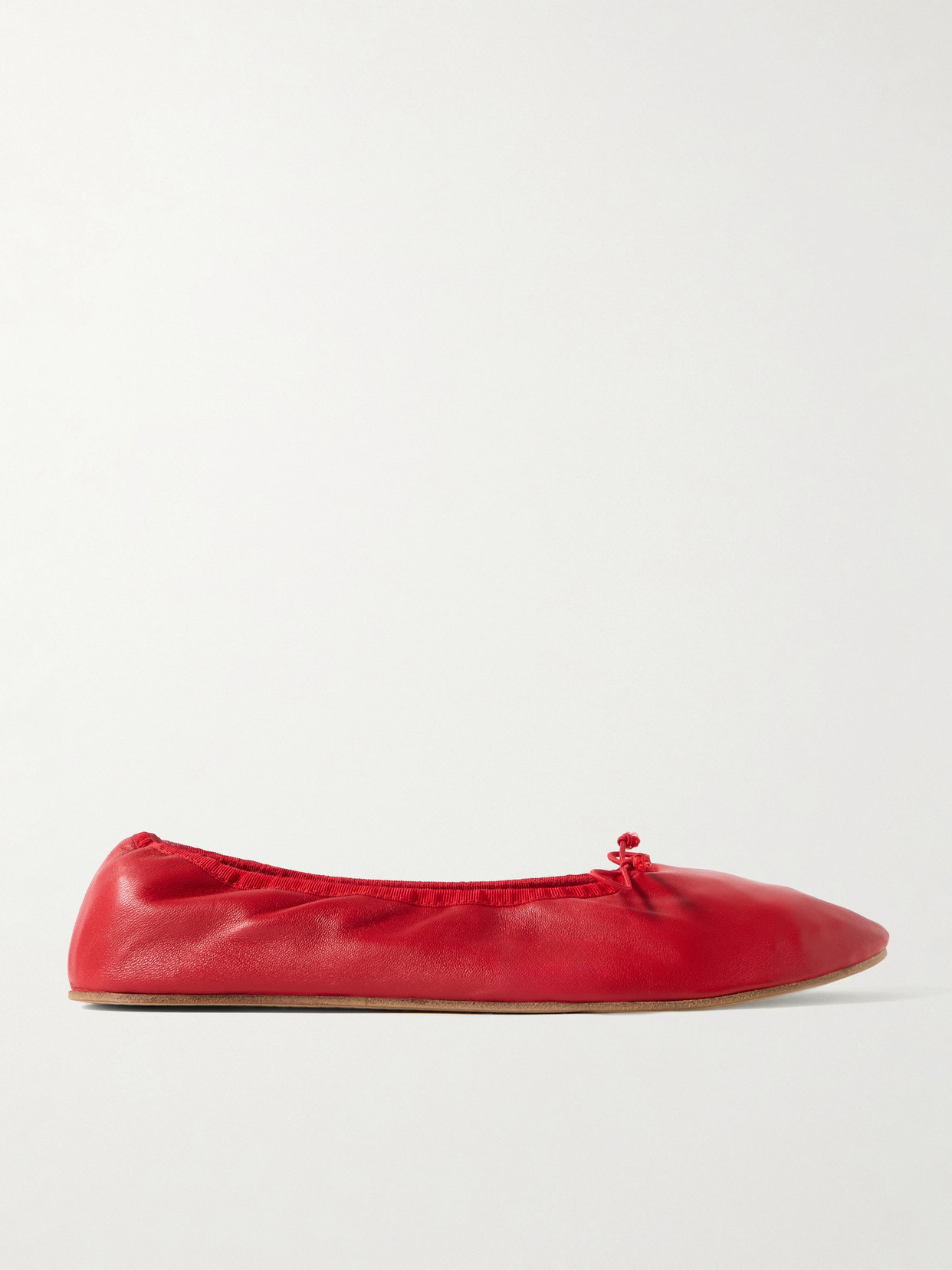The Row Nappa Leather Round Ballet Flats In Red
