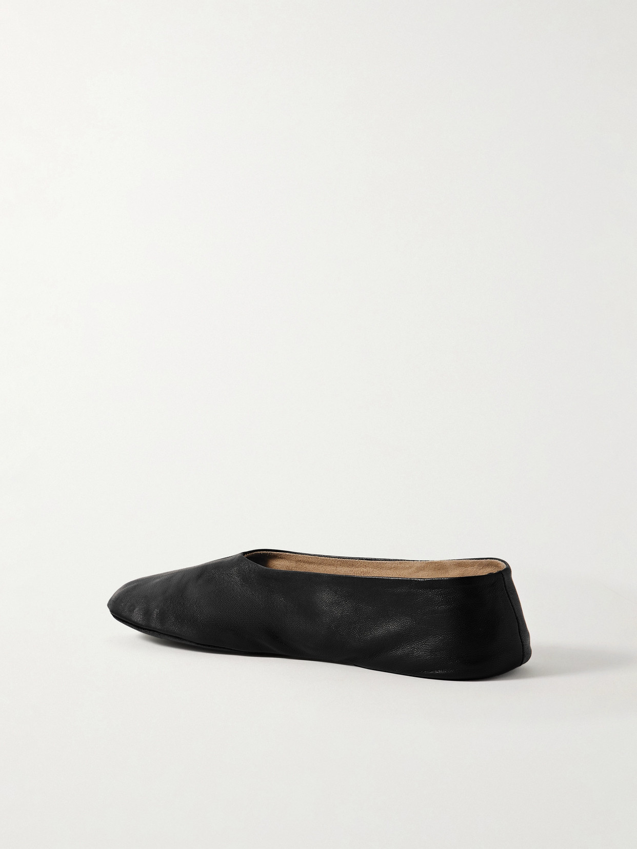 The Row Stella Leather Ballet Flats In Black
