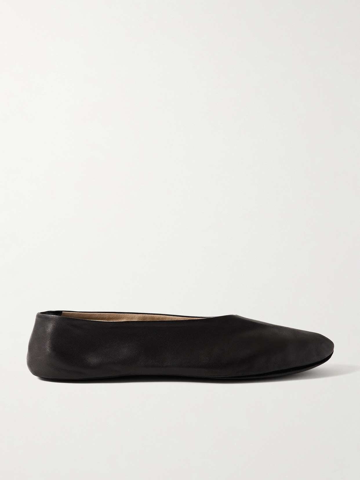 The Row Stella Leather Ballet Flats In Black