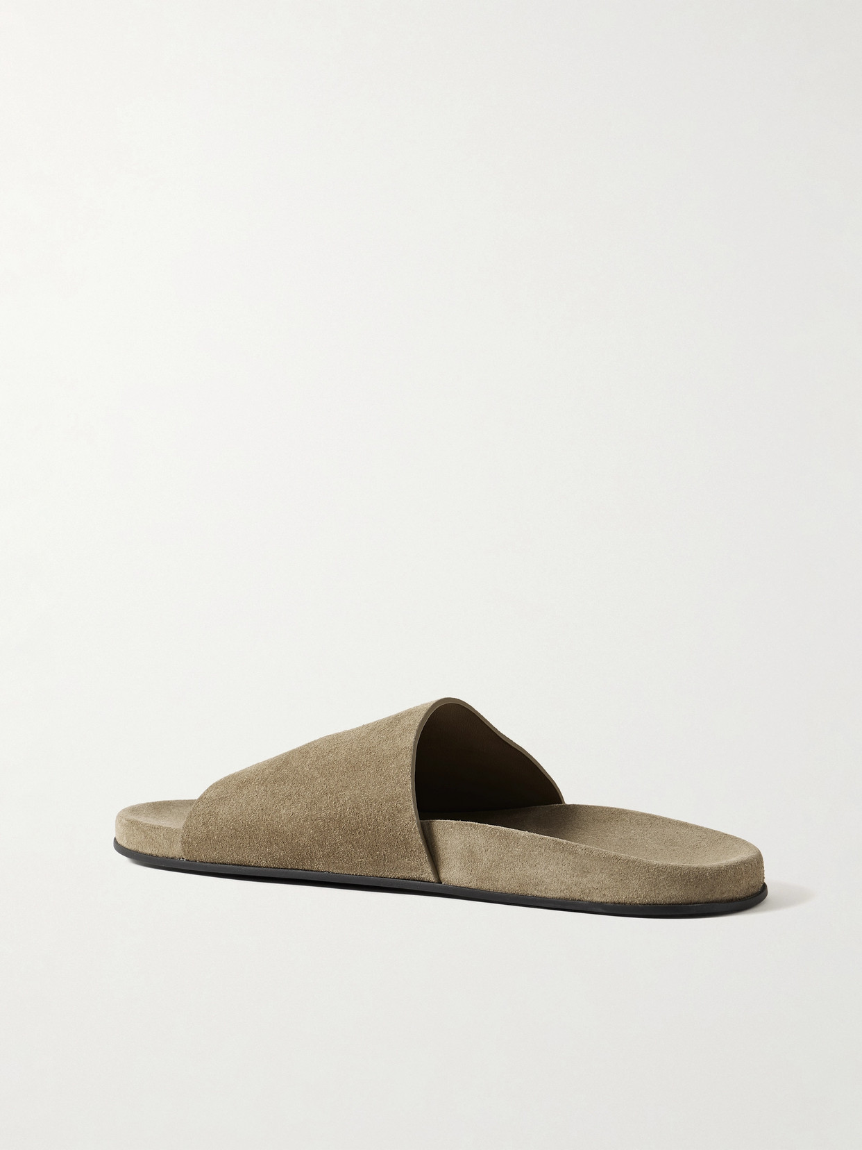 The Row Hugh Leather Flat Slides In Gray