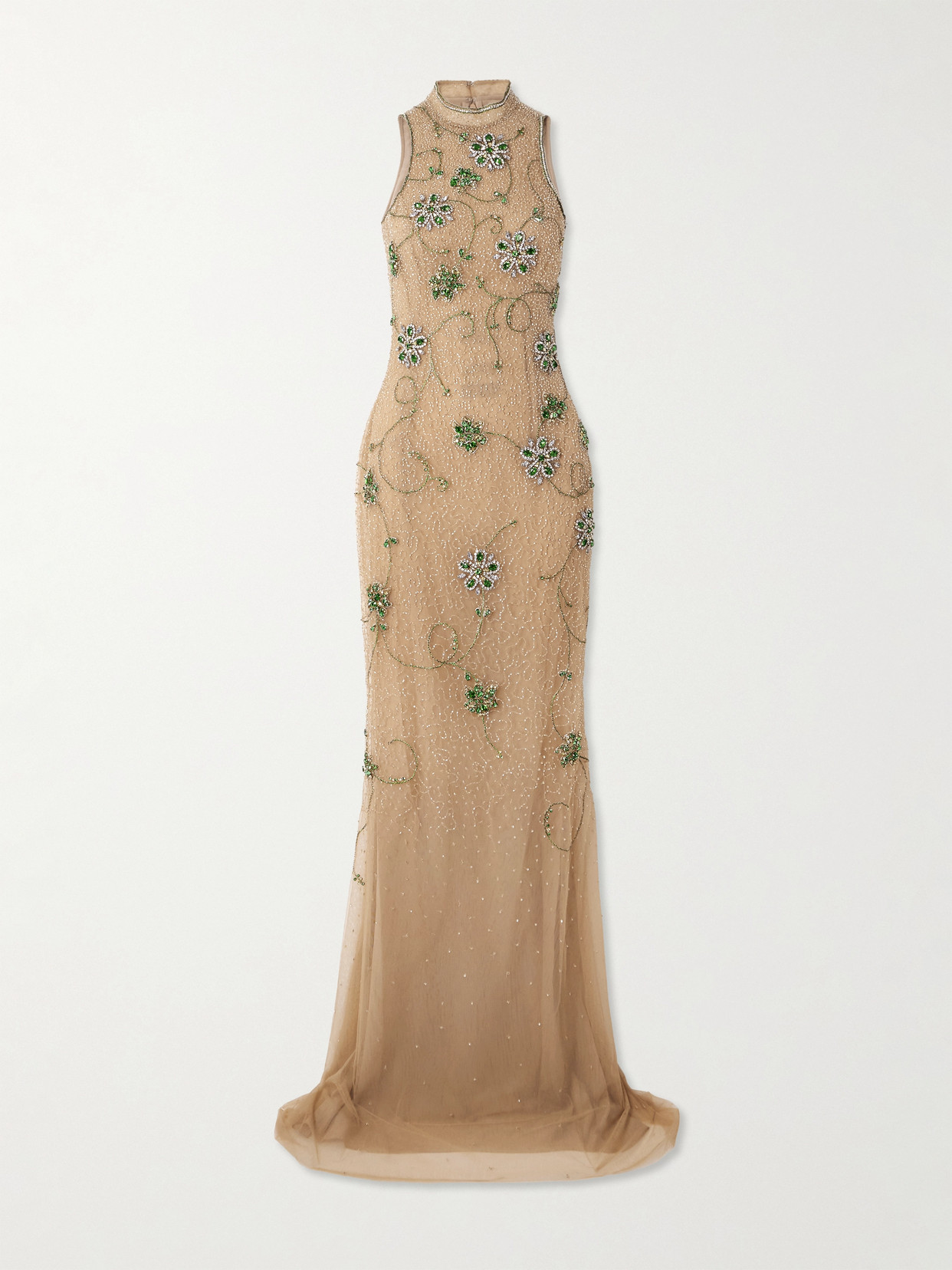 Georges Hobeika Bead And Crystal-embellished Silk-blend Tulle Gown In Neutrals